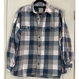 RedHead Mens XL Gray Blue Plaid Flannel Long-Sleeve Cotton Shirt Button-Down